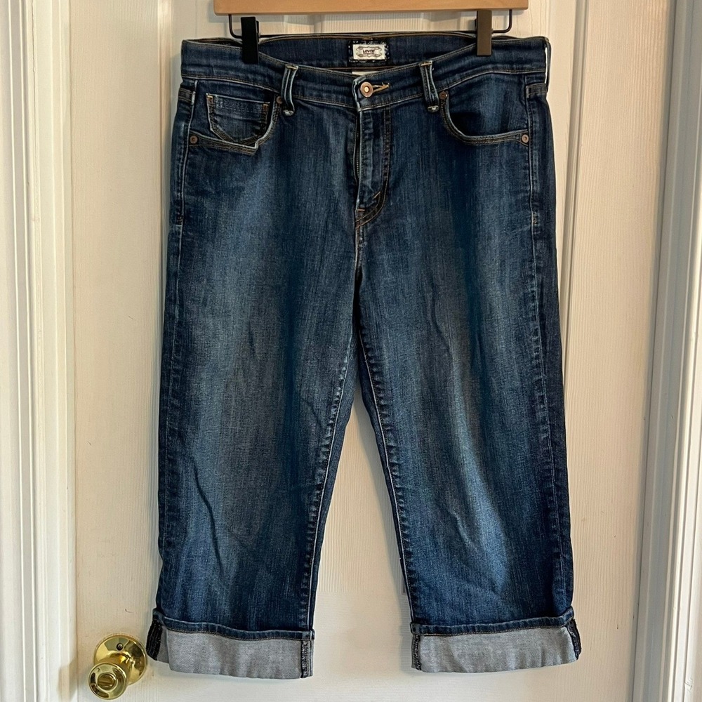 Levi's 515 Capri Jeans 2009 Nouveau Paisley Waistband Faux Selvedge Womens 10